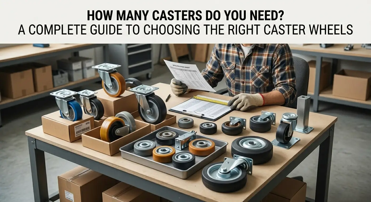 Guide to choosing the right caster wheels with different industrial caster types, wheel sizes, load capacities, and workshop setup