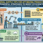 Material supply optimization strategies with inventory management, demand forecasting, supplier partnerships, and smart manufacturing workflow
