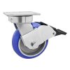 6" HD FLANGE MOUNT CASTER, SWIVEL W/ BRAKE,BLUE POLY WHEEL, 1500# CAPACITY