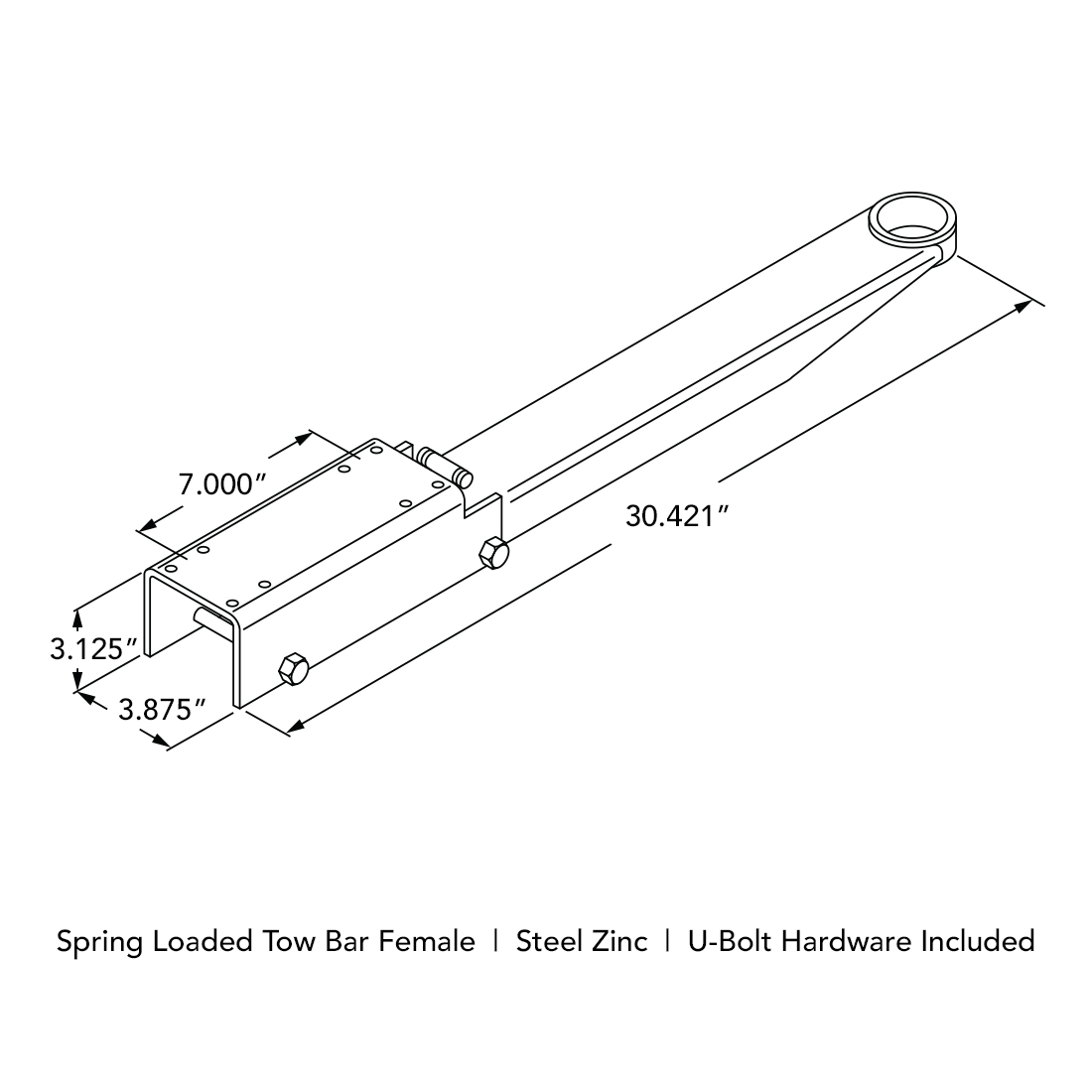 Spring loaded tow bar female