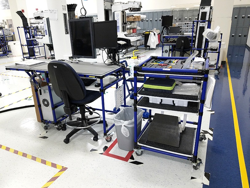 A workstation integrated with a 5S presentation rack
