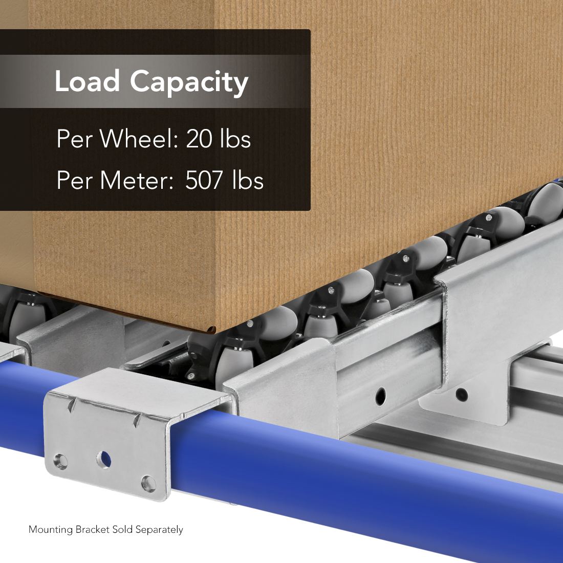 ROLLER TRACK STEEL BI-DIRECTIONAL 40 MM X 4 FT